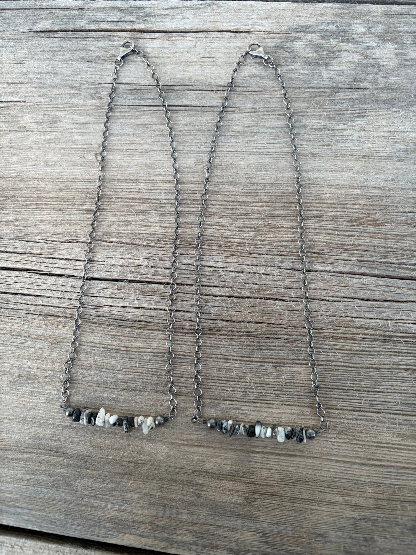 White Buffalo Chip and Pearl Necklace