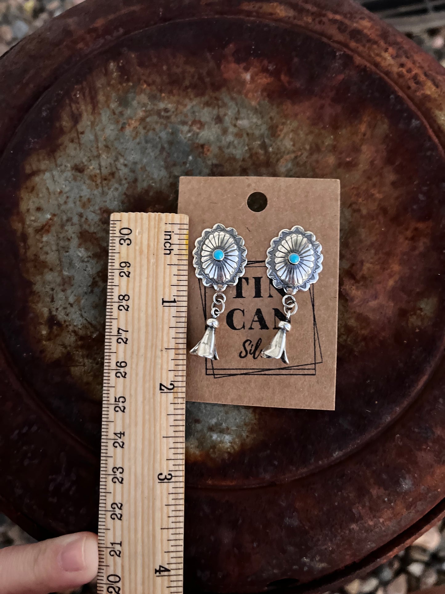 Concho Earrings with Squash Dangles