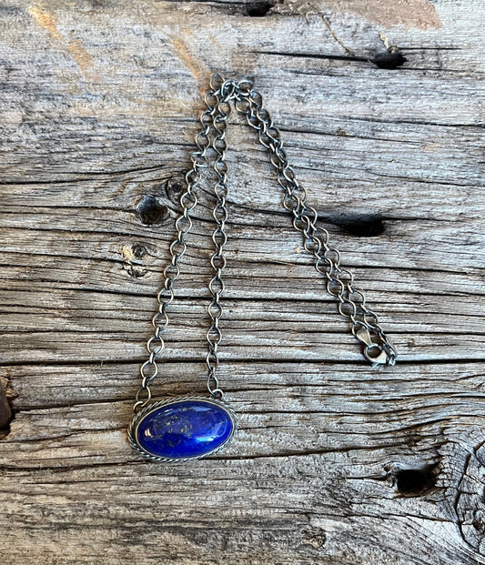 Thick Lapis Chain Necklace