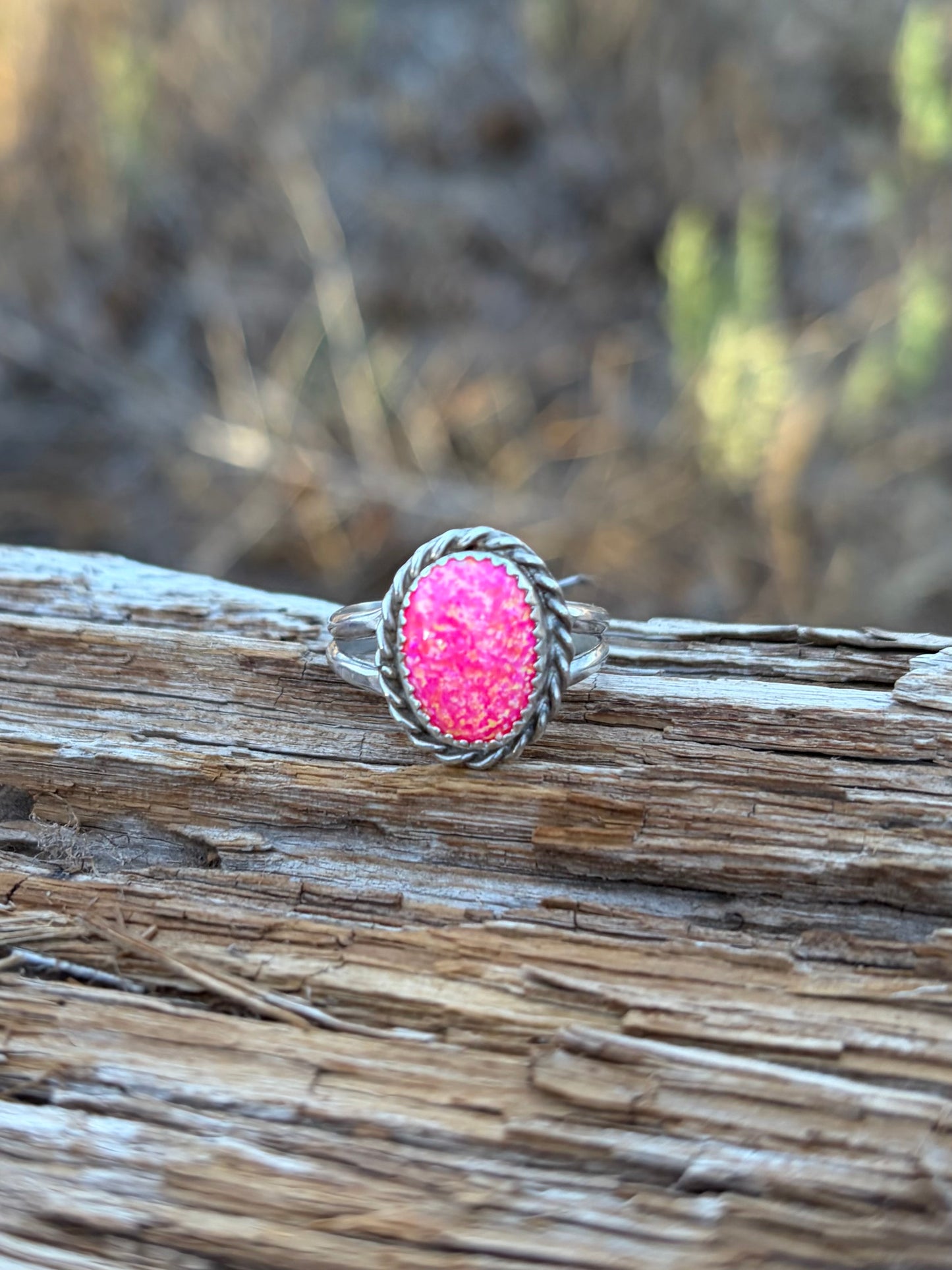 Hot Pink Opal Ring