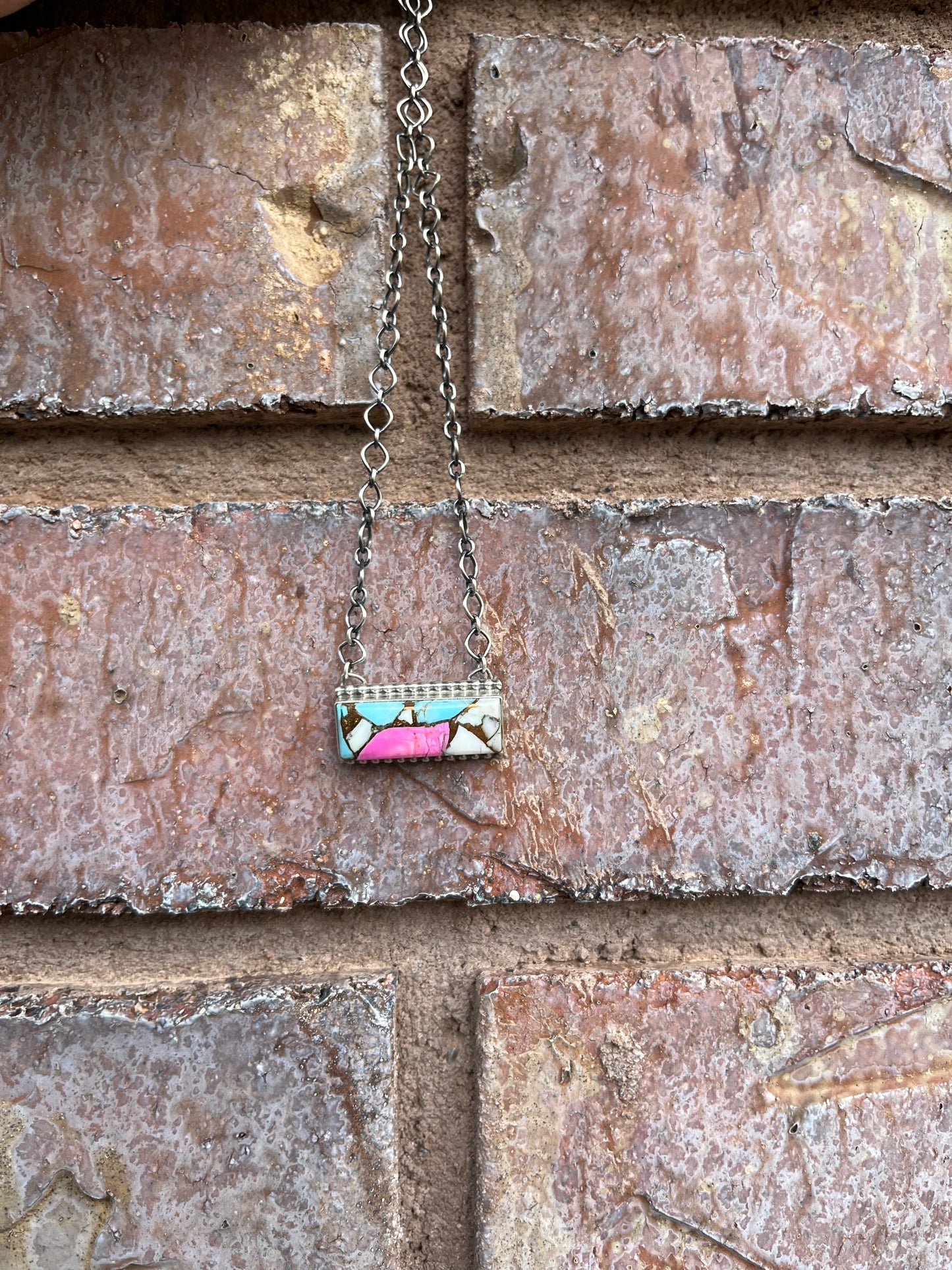 Cotton Candy Rectangle Bar Necklace