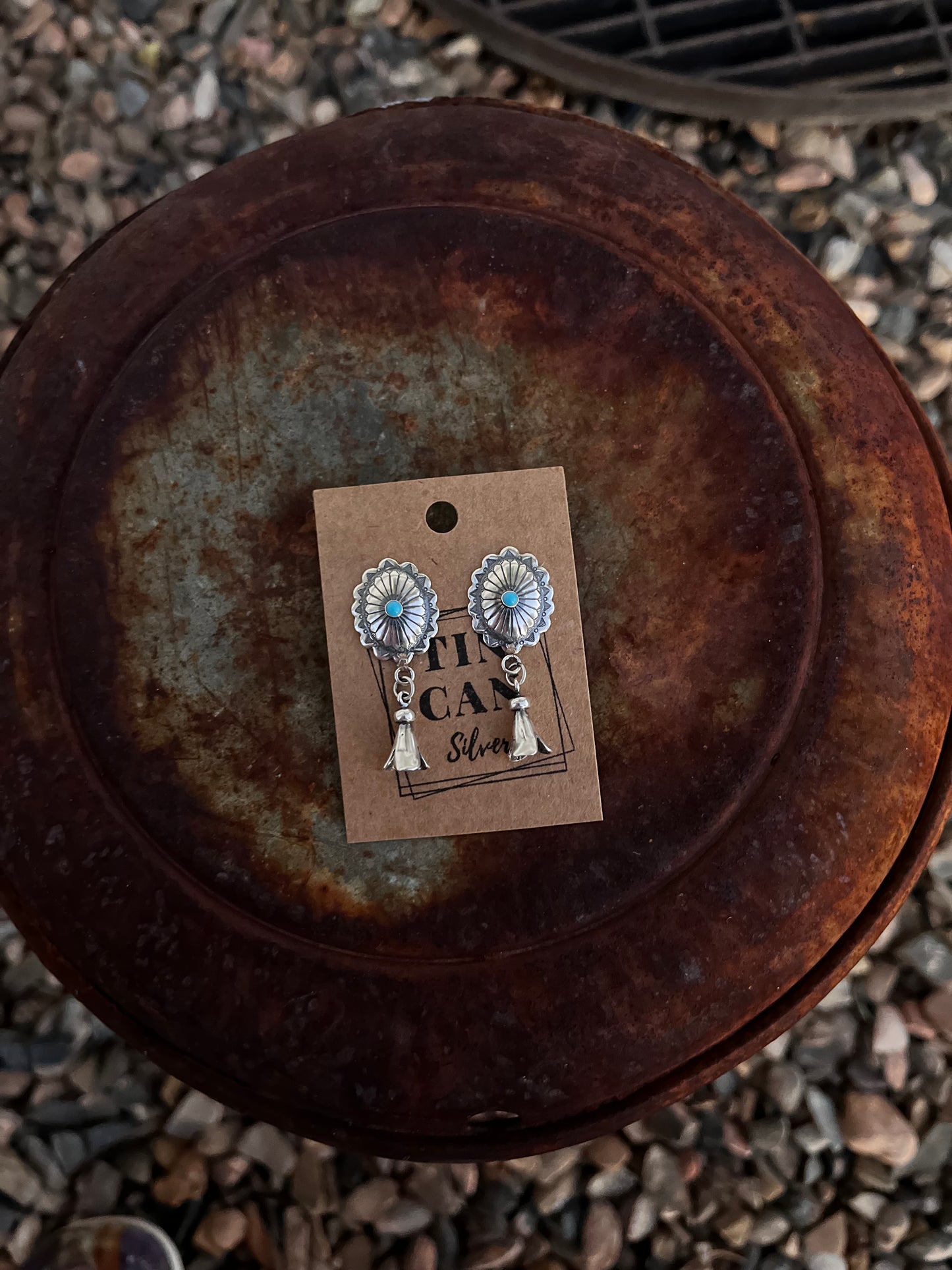 Concho Earrings with Squash Dangles