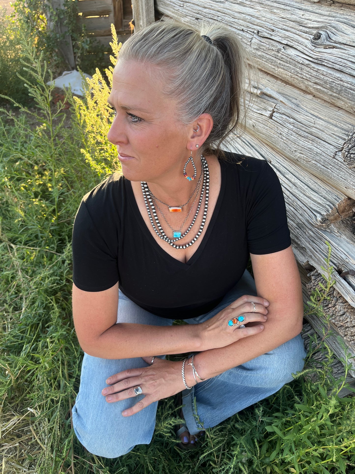 Orange Spiny Bar Chain Necklace