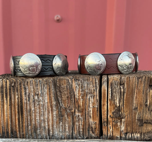 Indian/Buffalo Nickel Leather Cuff