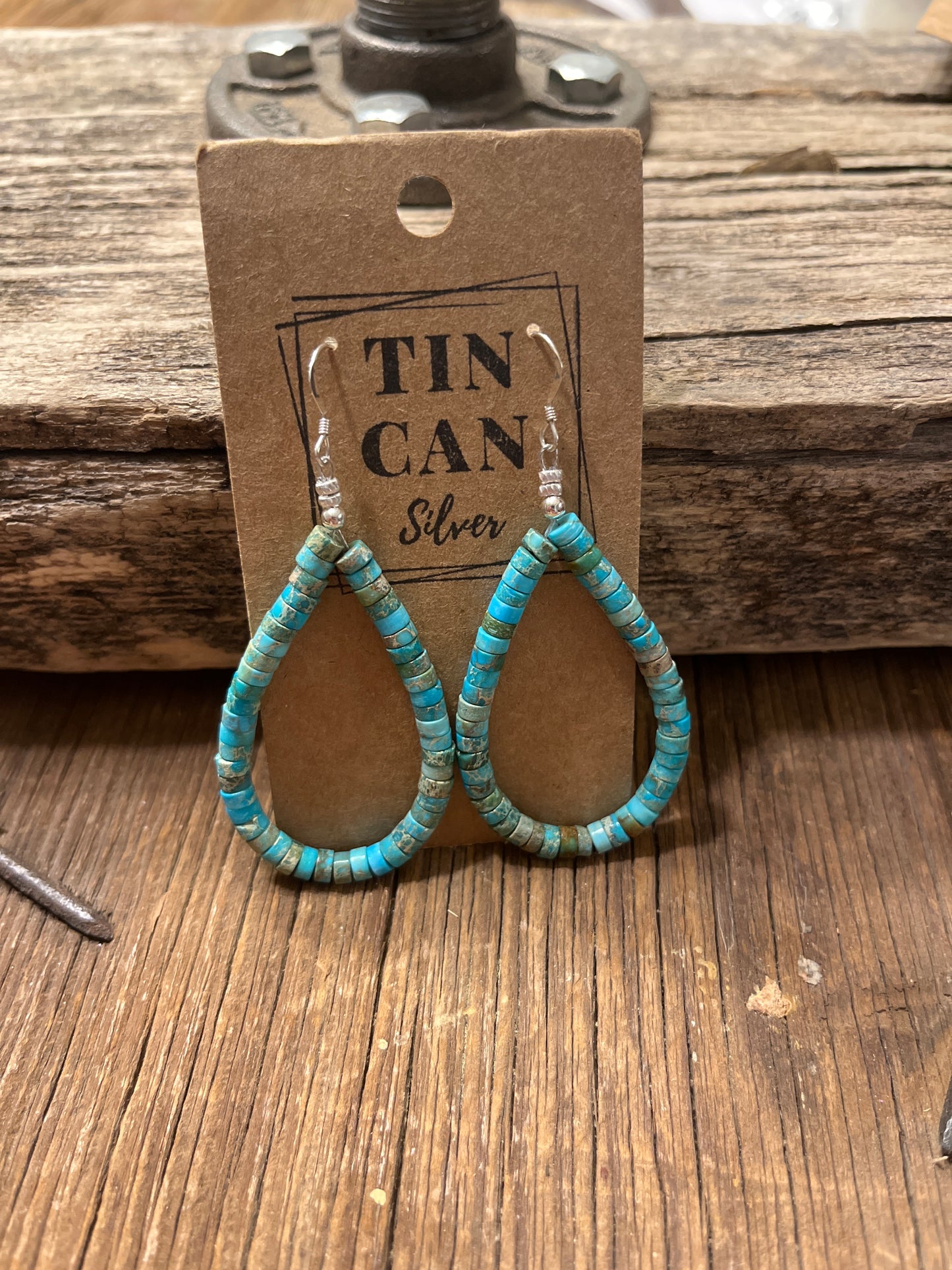 Beaded Turquoise Teardrop Earrings