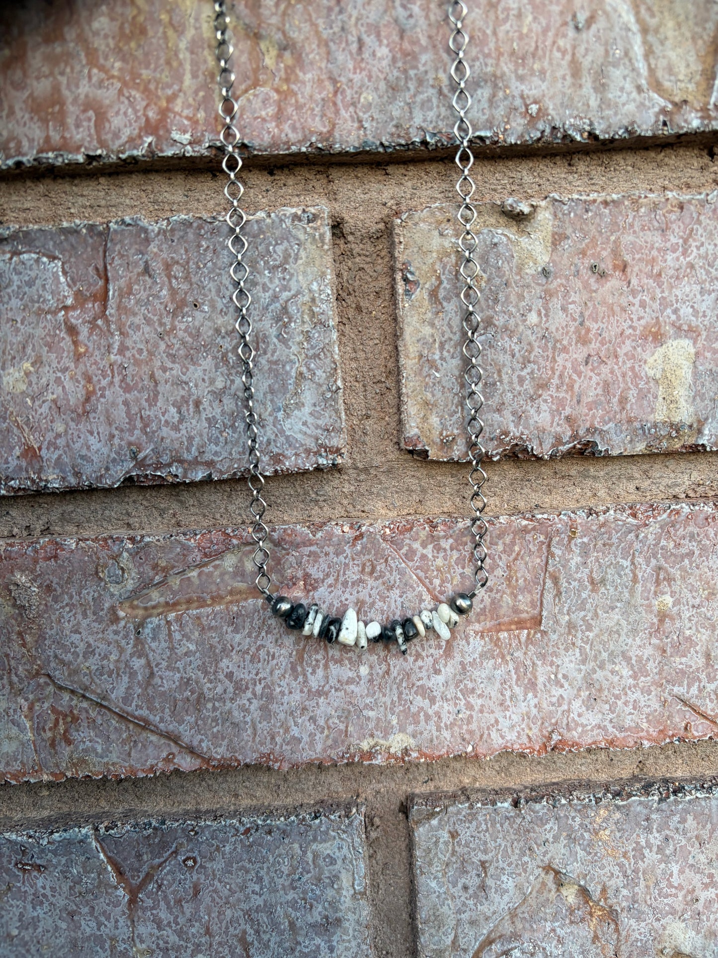White Buffalo Chip and Pearl Necklace