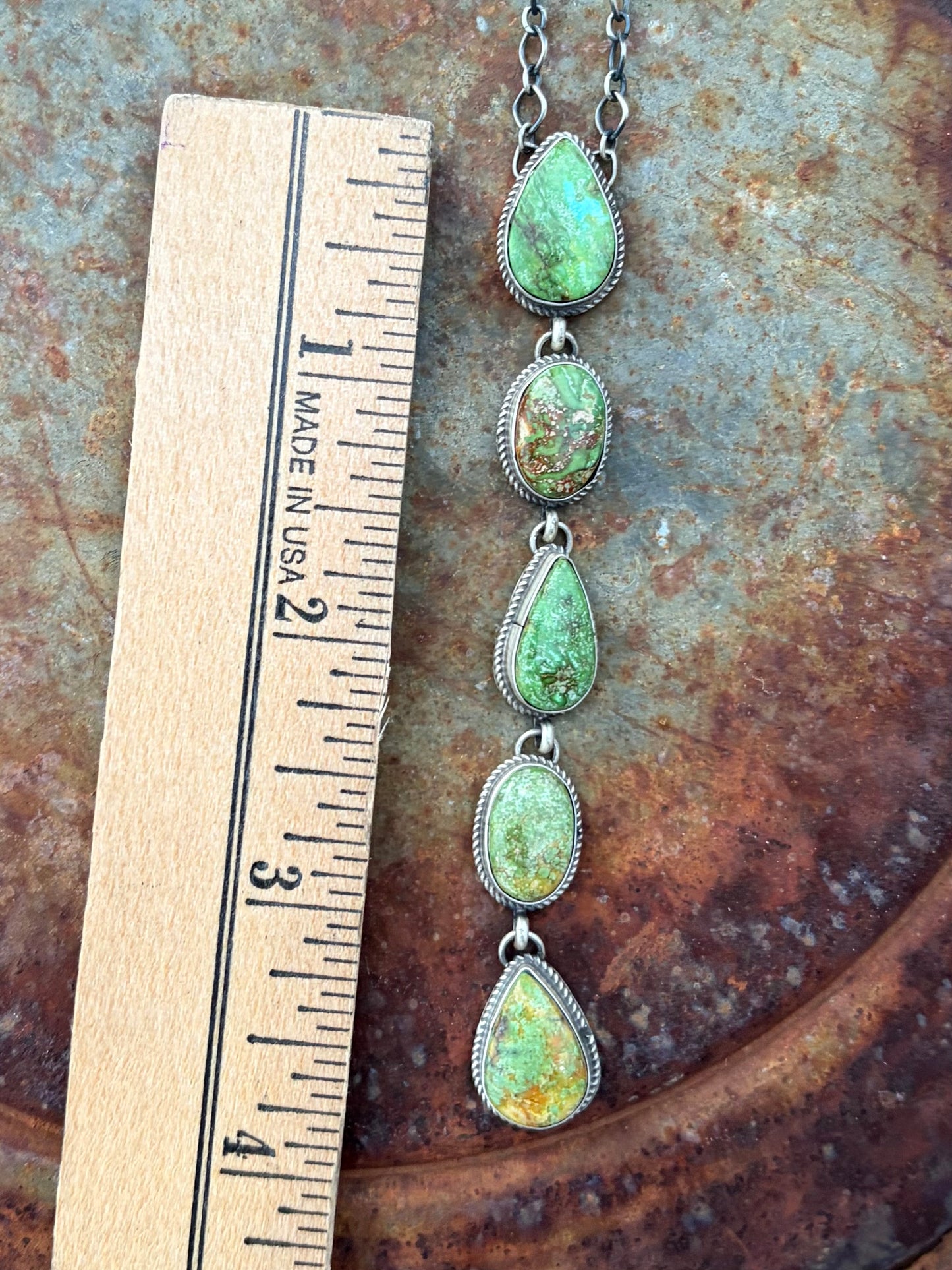 5 Stone Royston Turquoise Lariat Necklace