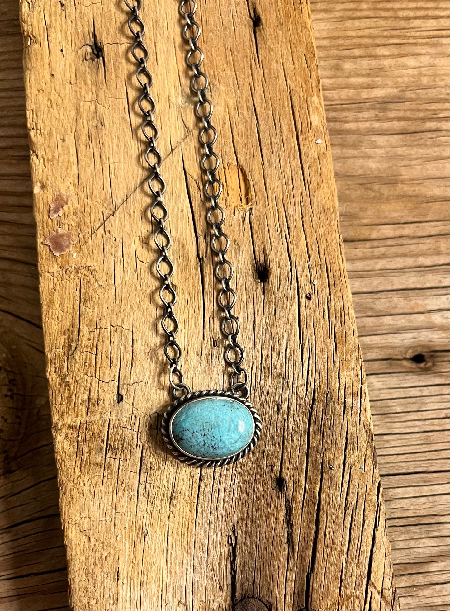 Oval Turquoise Chain Necklace