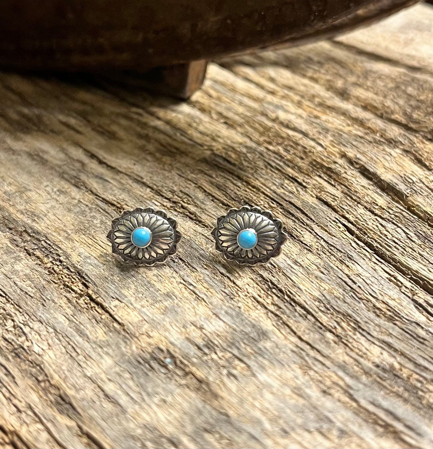 Small Traditional Concho + Turquoise Earrings