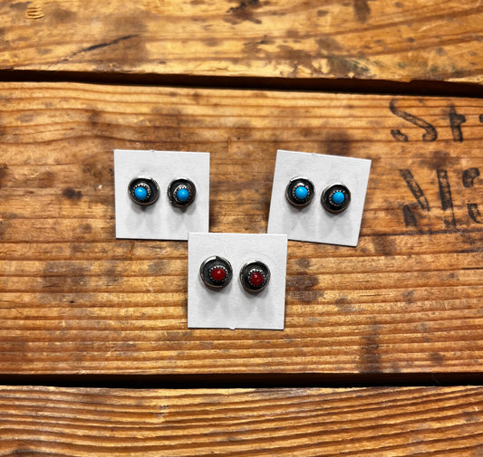 Raised Stone Stud Earrings