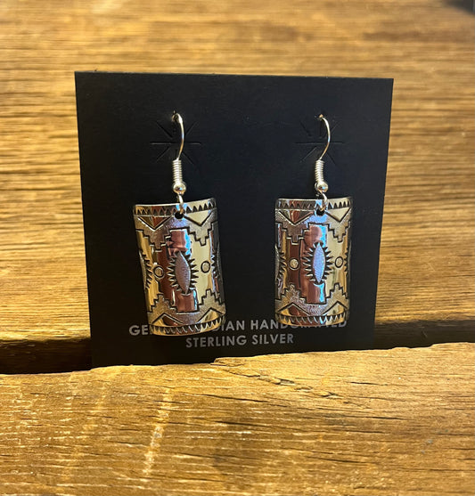Stamped Curved Rectangle  Earrings