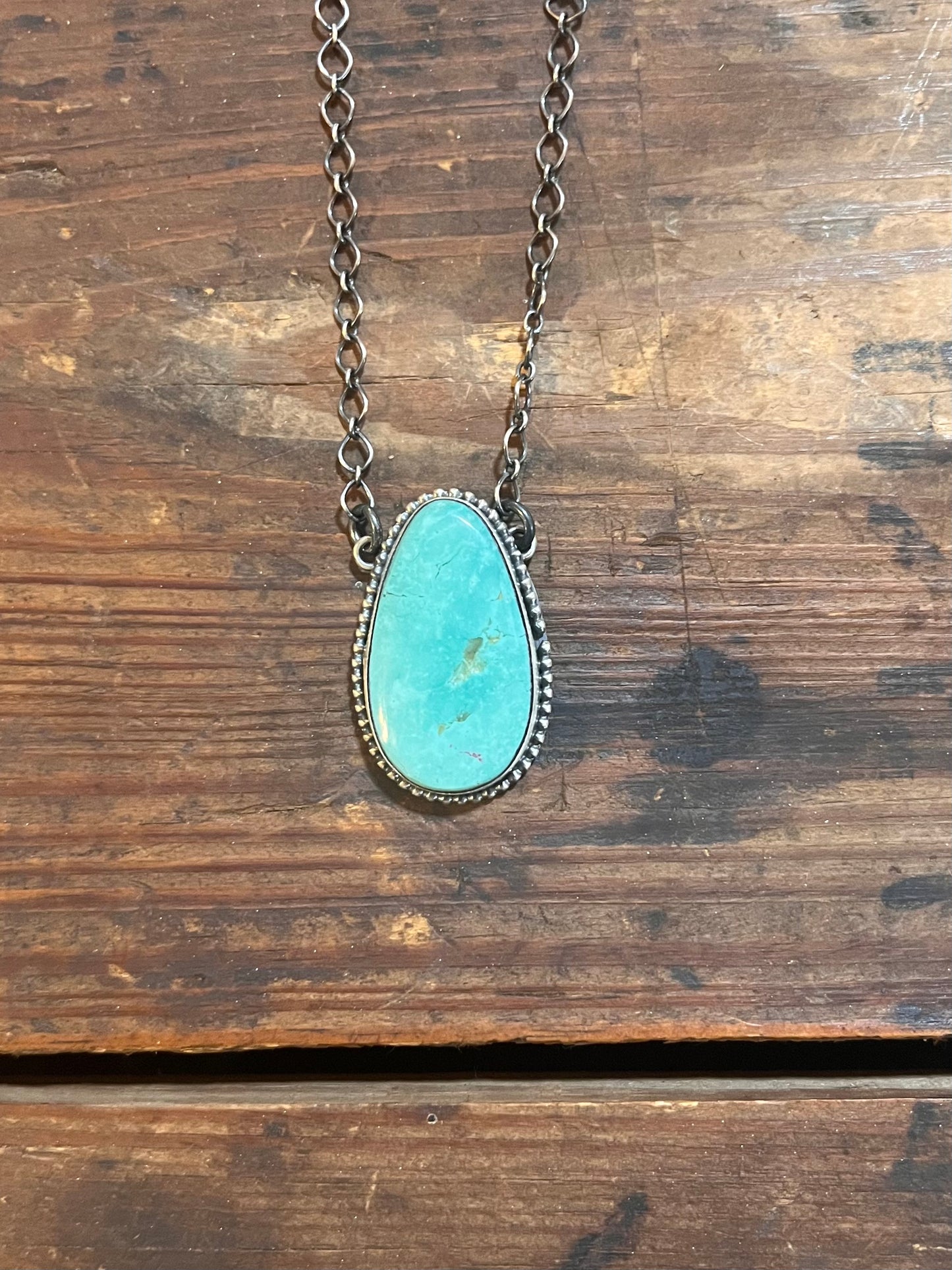 Large Teardrop Turquoise Chain Necklace