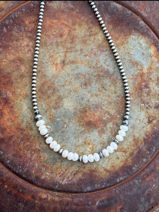 Freshwater and Sterling Silver Pearl Necklace