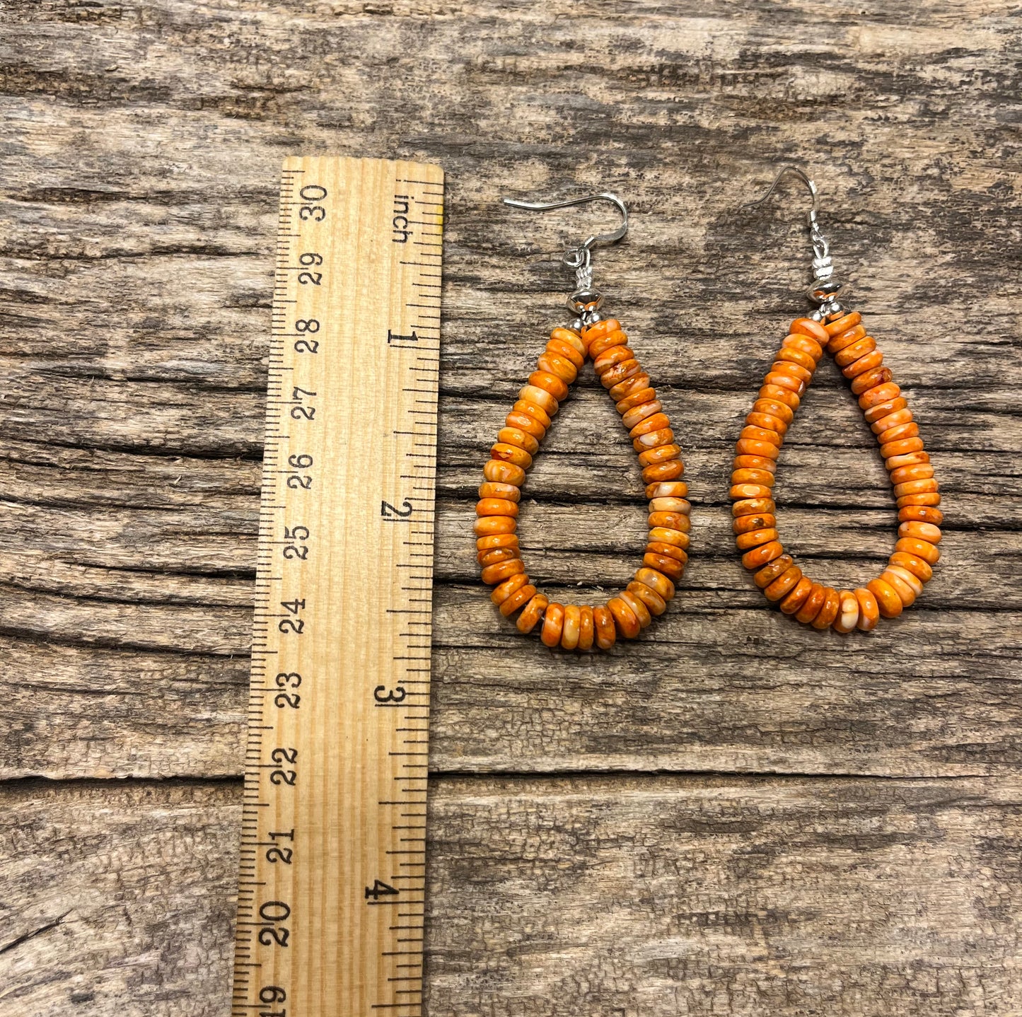 Orange Spiny Teardrop Earrings