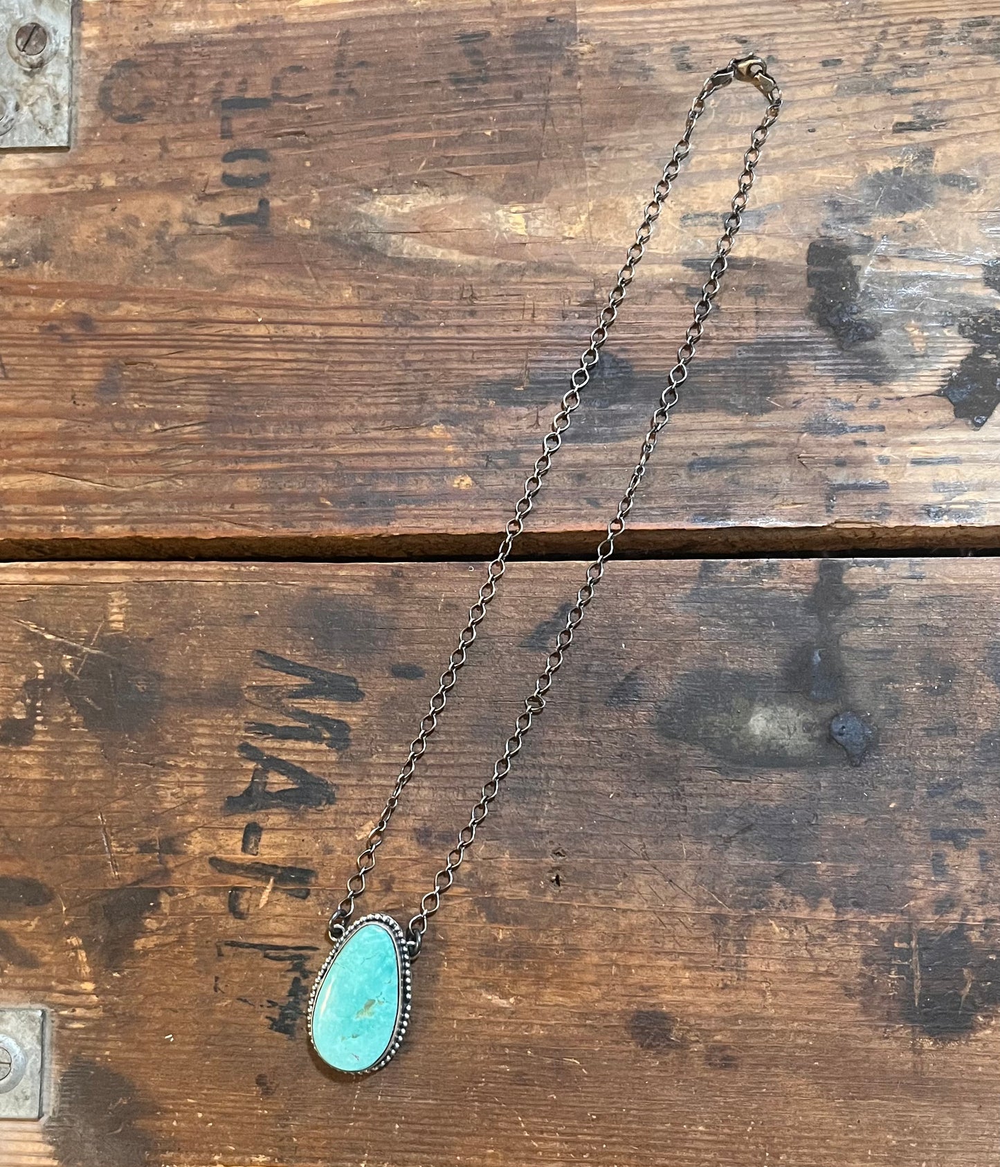 Large Teardrop Turquoise Chain Necklace
