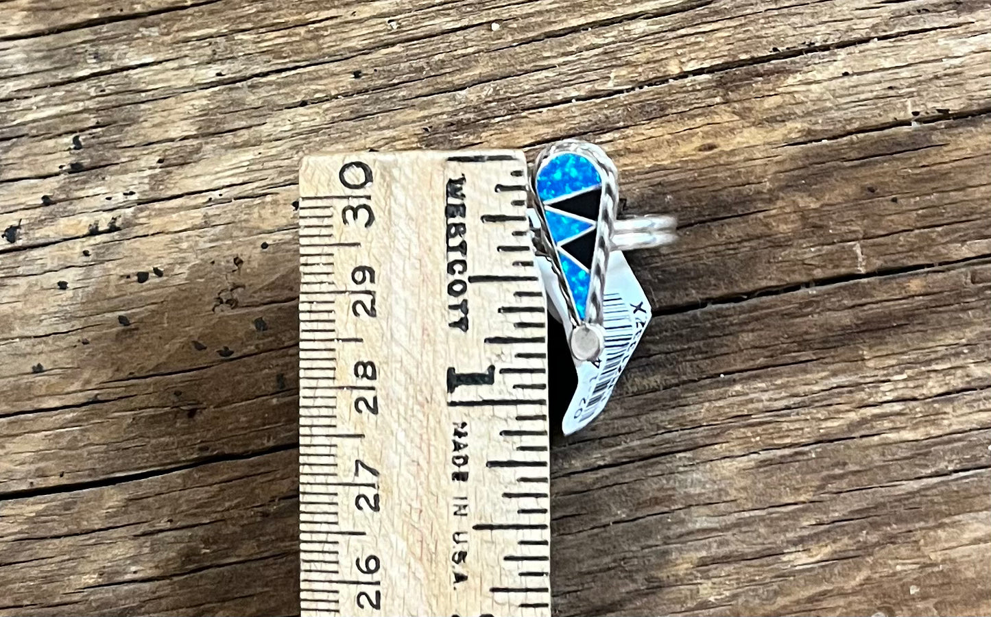 Onyx and Blue Opal Inlay Teardrop Ring