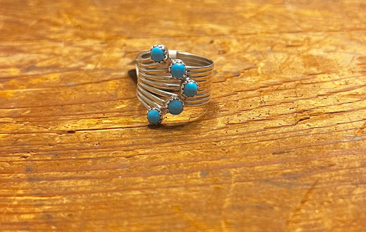 5 Stone Turquoise and Sterling Ring