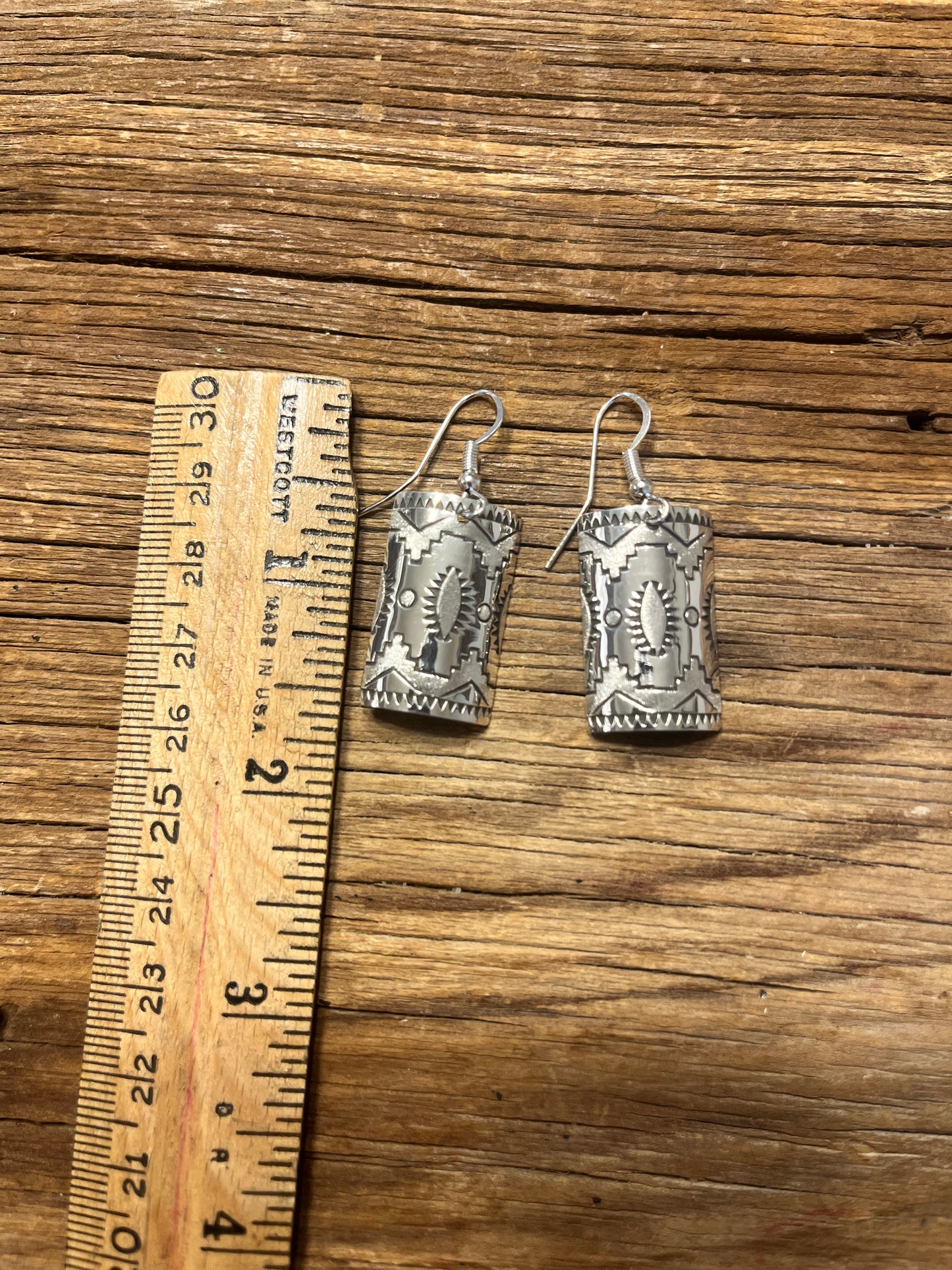 Stamped Curved Rectangle  Earrings