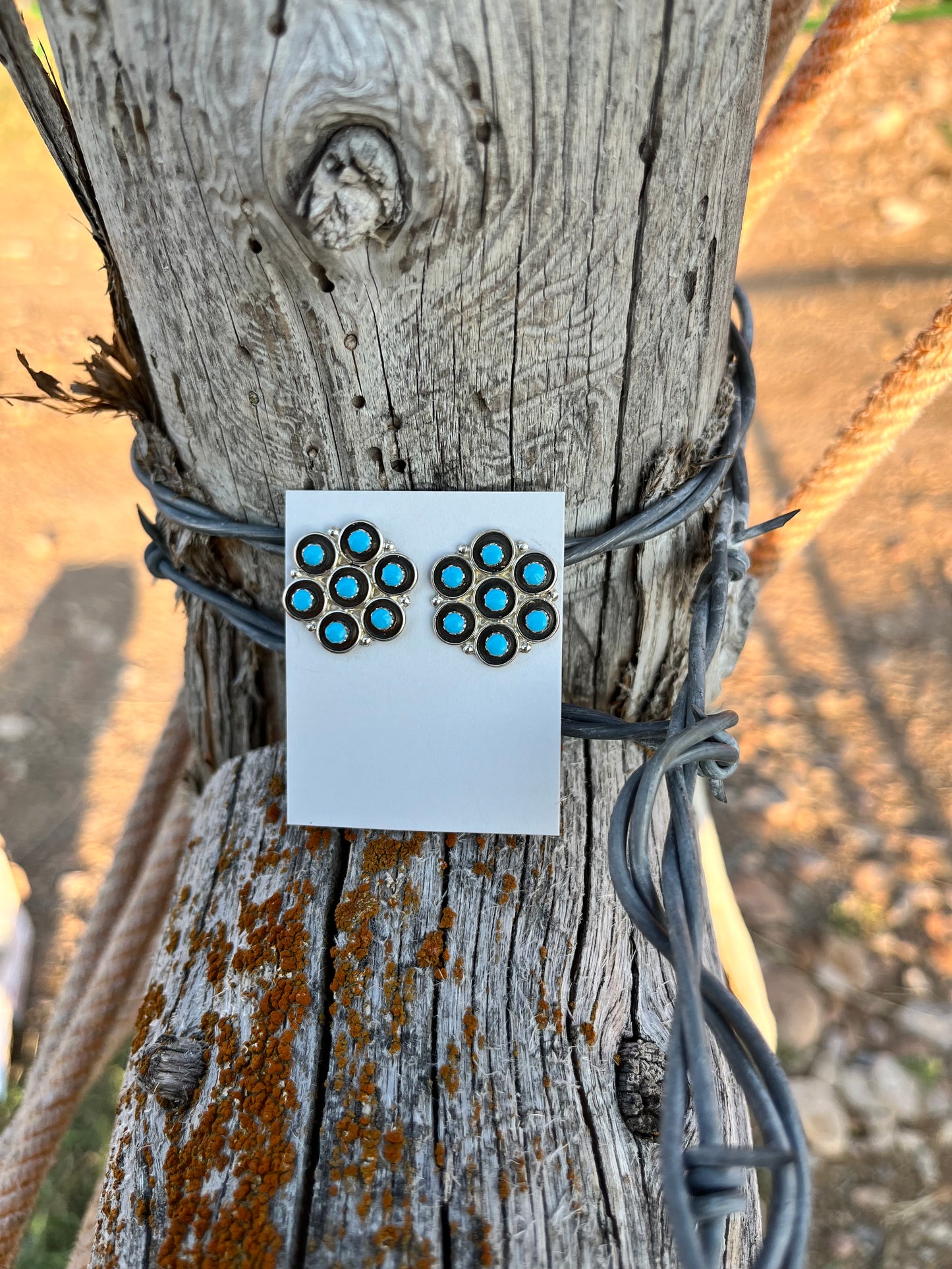 Turquoise Flower Cluster Earrings