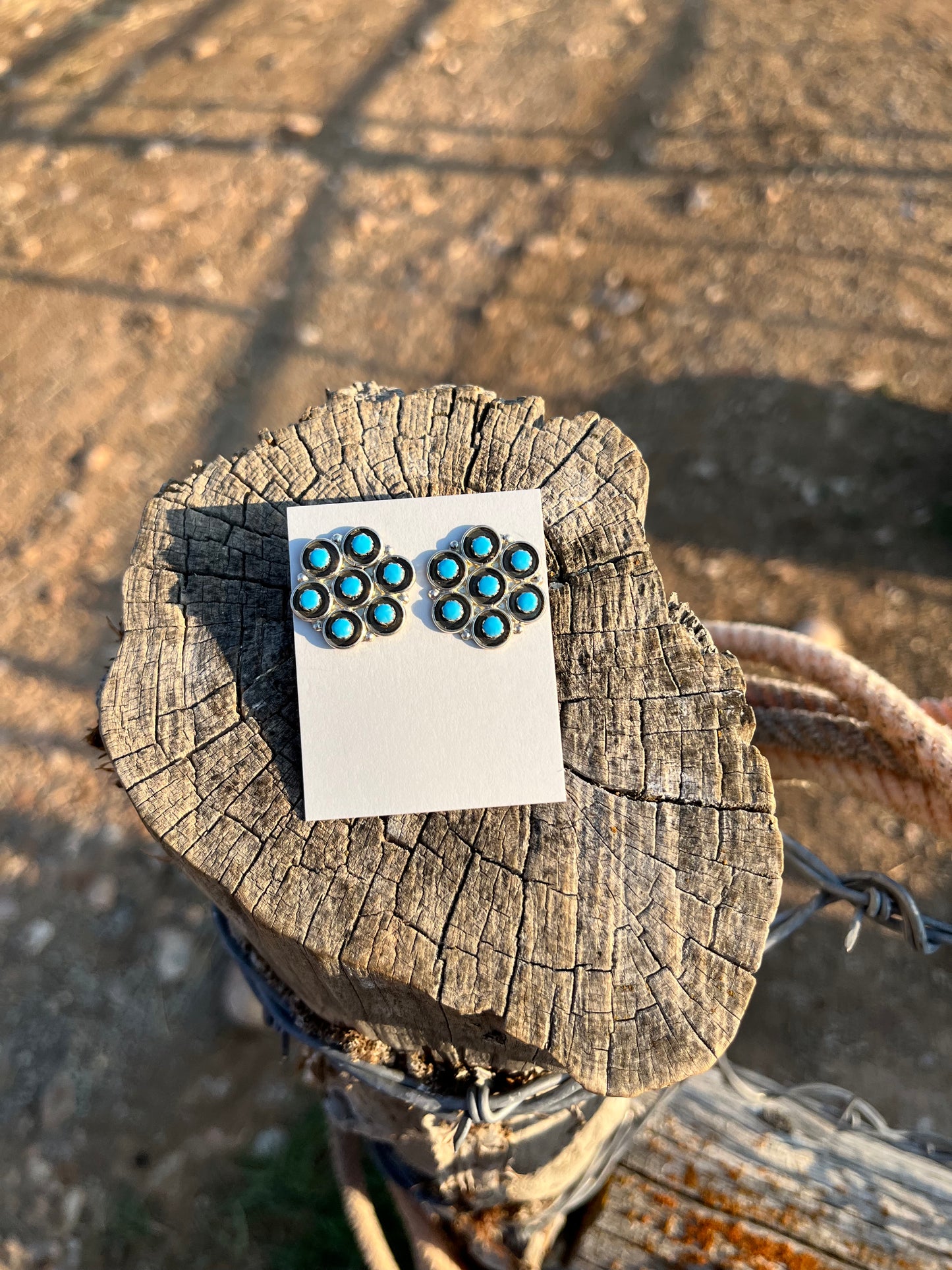 Turquoise Flower Cluster Earrings