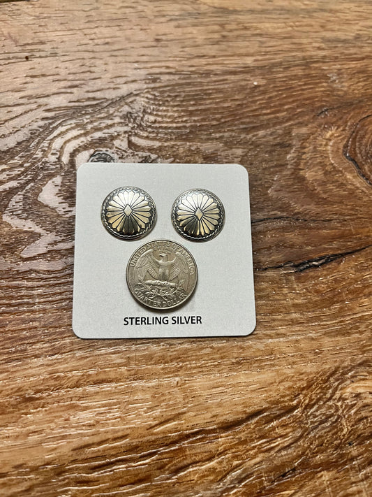 Sterling Silver Concho Stud Earrings