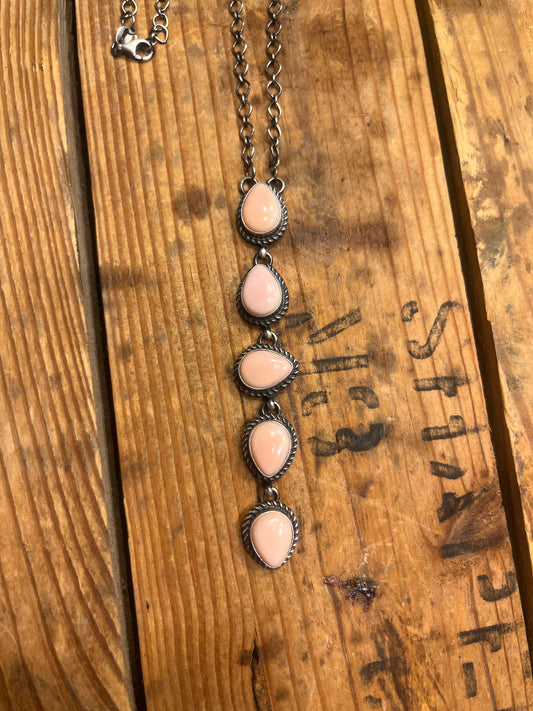 5 Stone Pink Conch Necklace