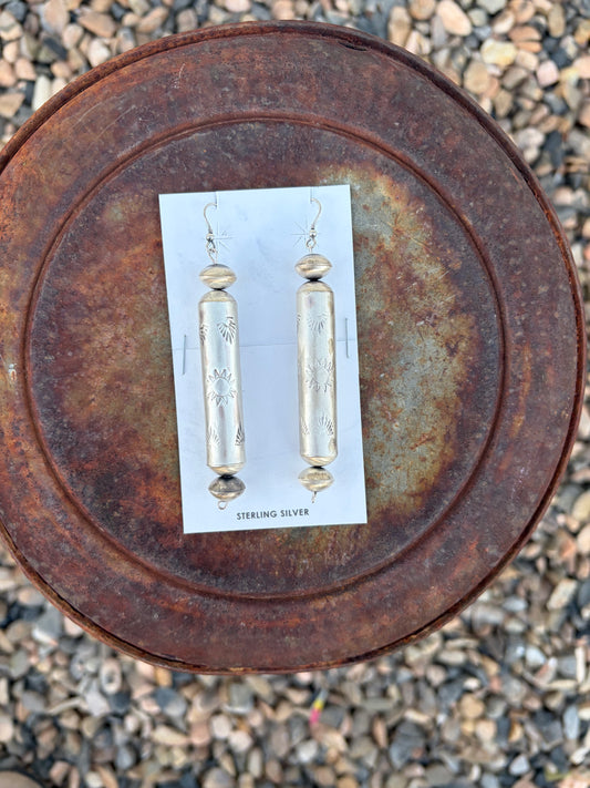 Handmade Sterling Barrel Earrings