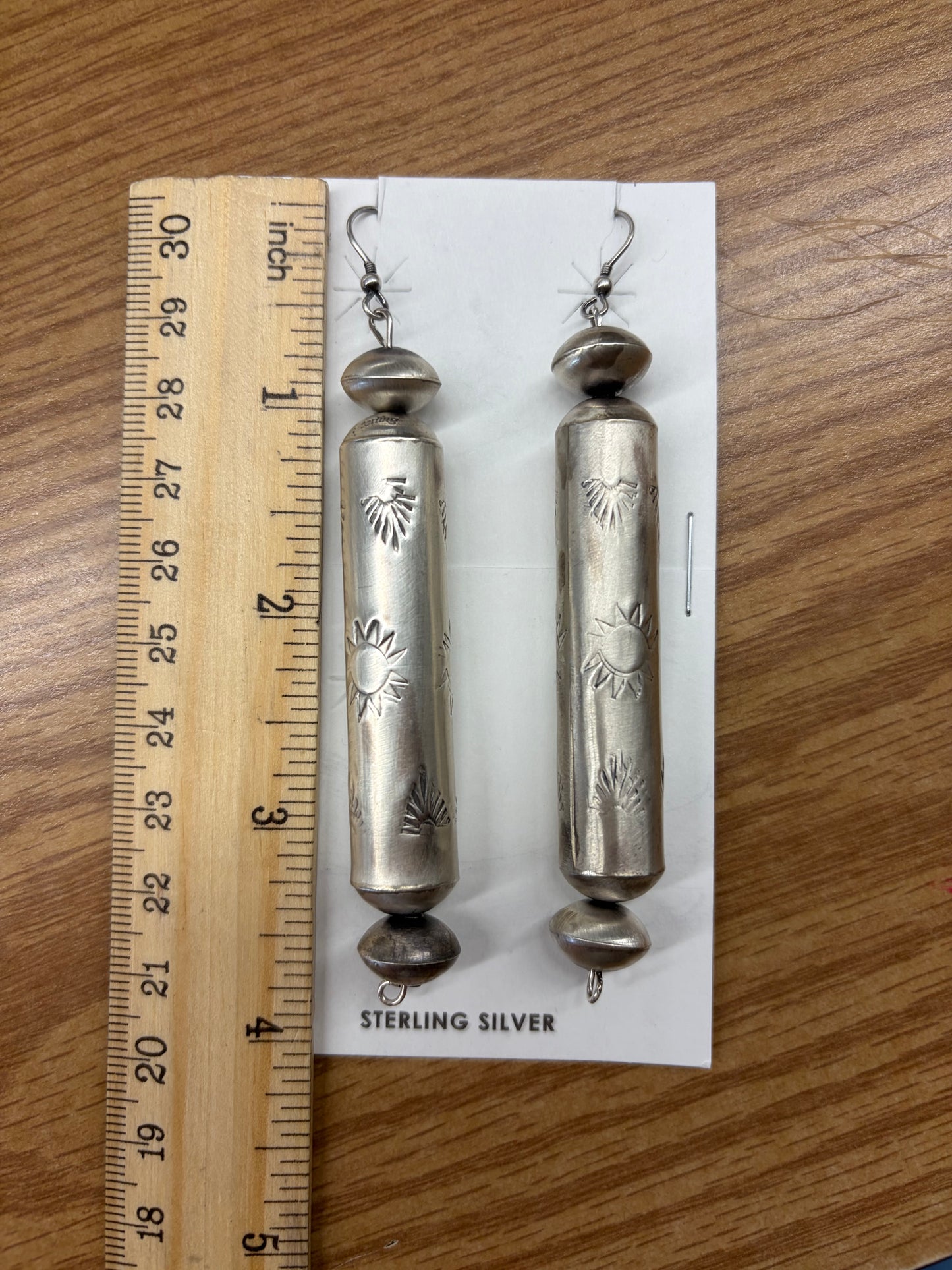 Handmade Sterling Barrel Earrings
