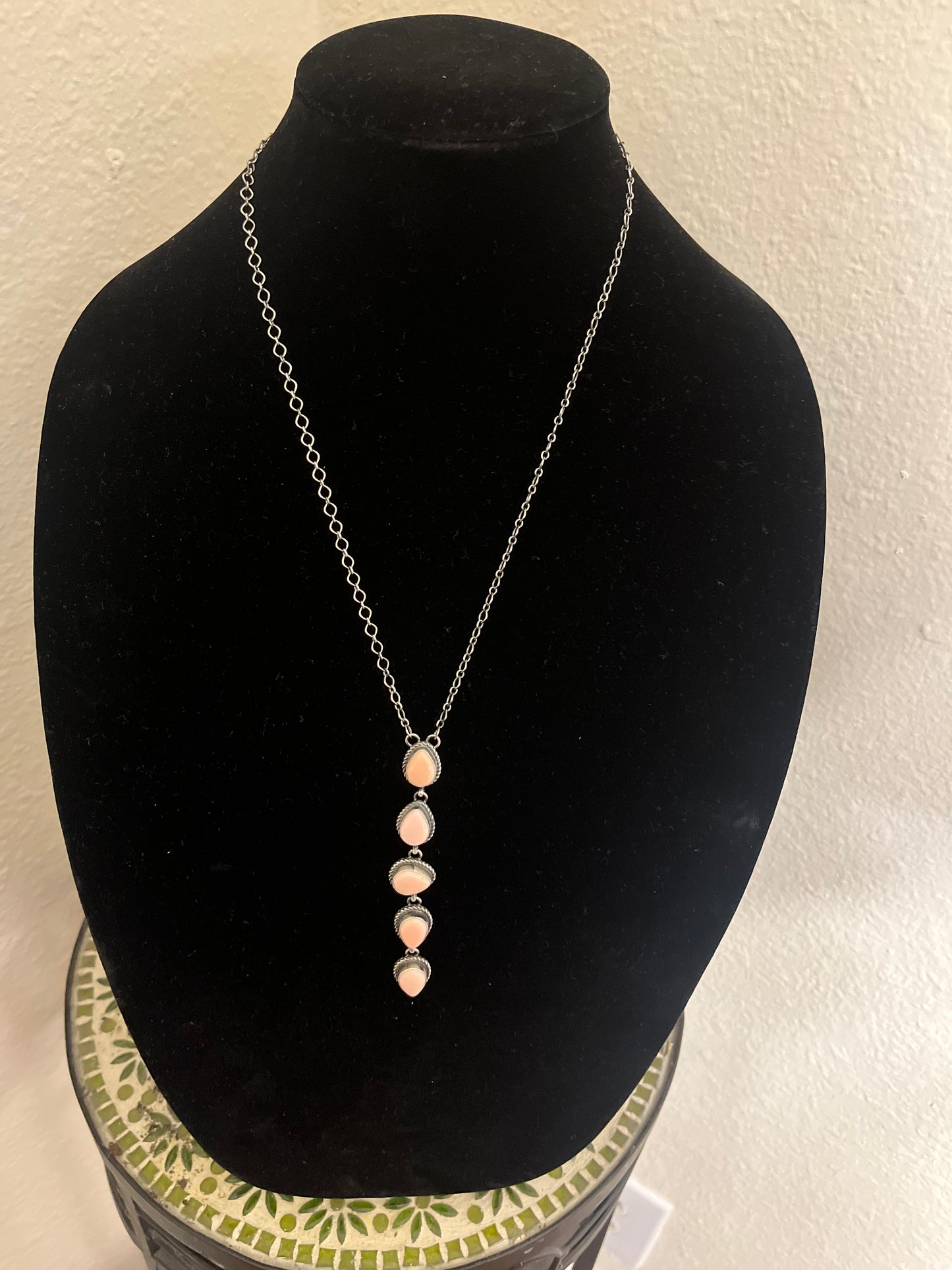 5 Stone Pink Conch Necklace