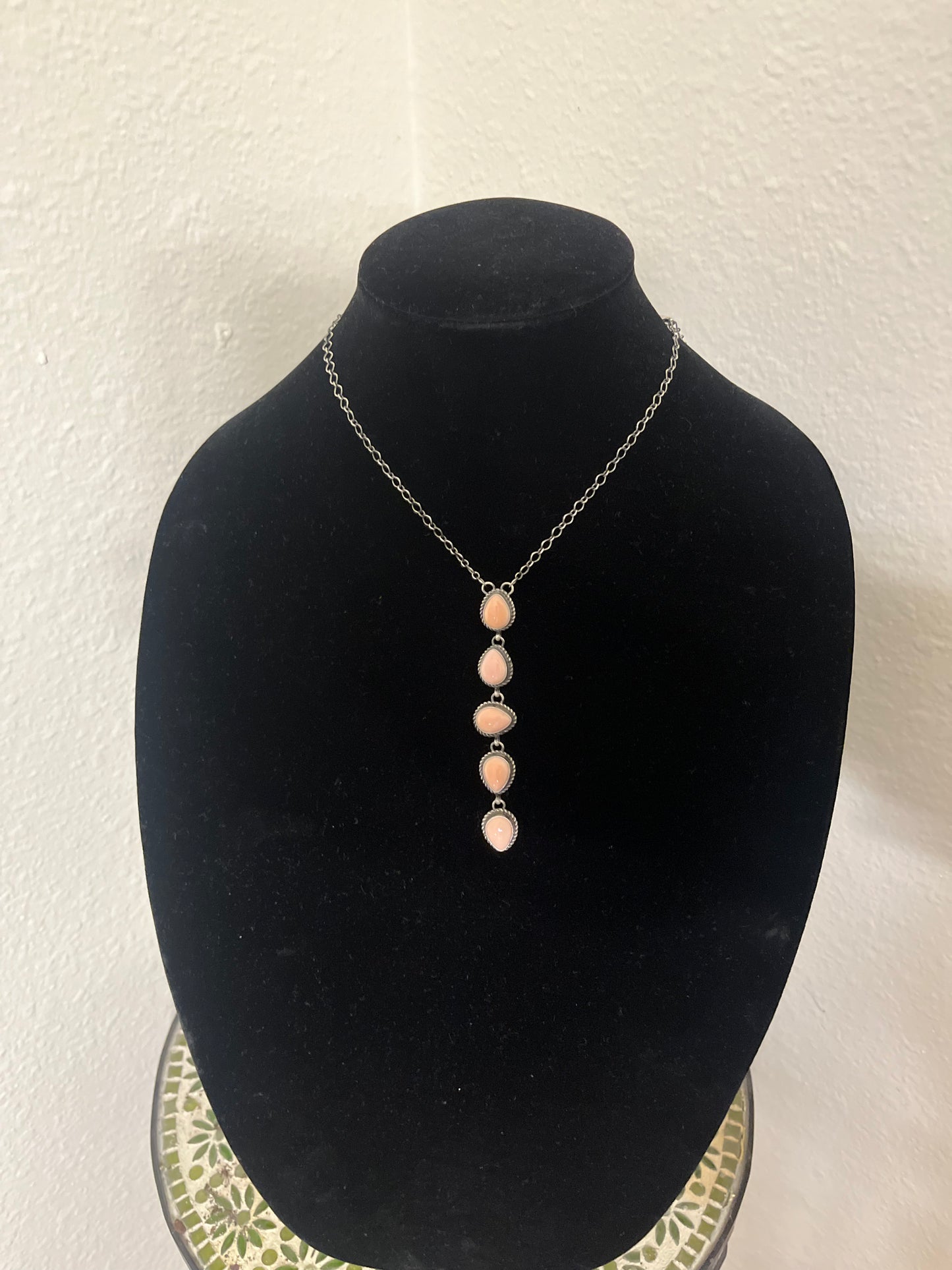 5 Stone Pink Conch Necklace