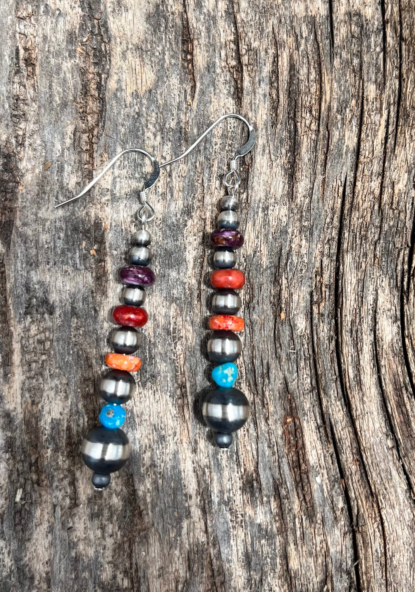 Navajo Pearl + Multi-Stone Drop Earrings