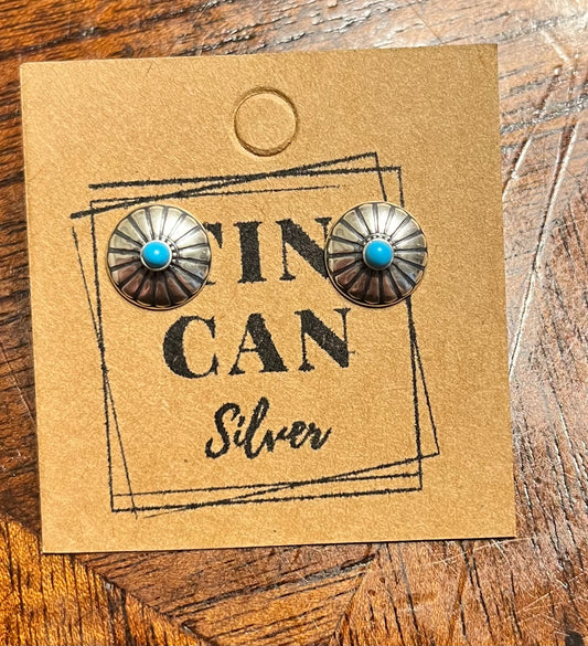 Circle Concho Studs + Tiny Turquoise