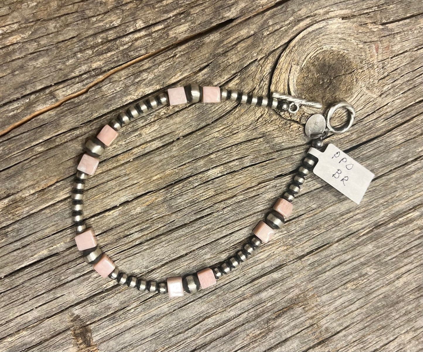 Navajo Pearl and Pink Conch Toggle Bracelet