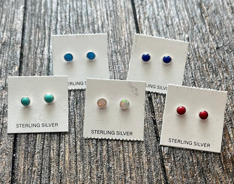 Tiny Stone Stud Earrings